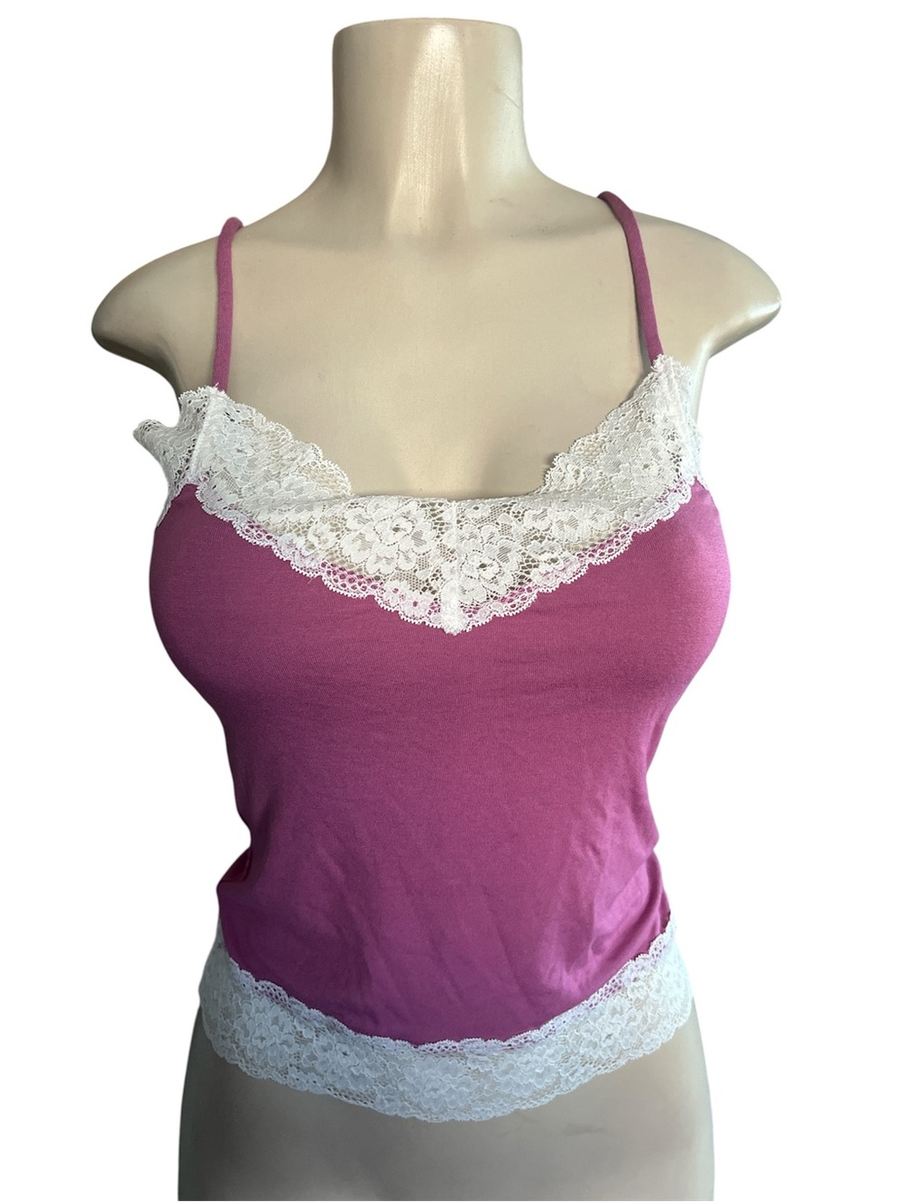 Purple Lace Trim Camisole Tank Top
